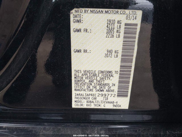 Nissan Altima 2.5 Sv 2014 1N4AL3AP4EC299772 Image 9