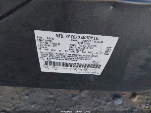 2FMPK3J91LBA77644 Ford EDGE SEL