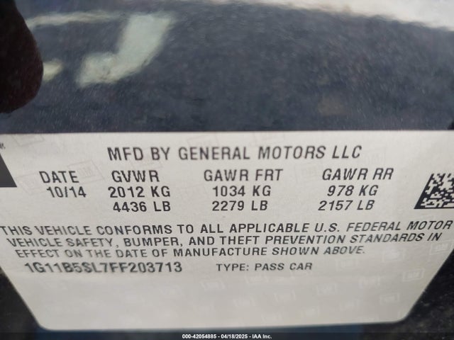 1G11B5SL7FF203713 Chevrolet MALIBU LS