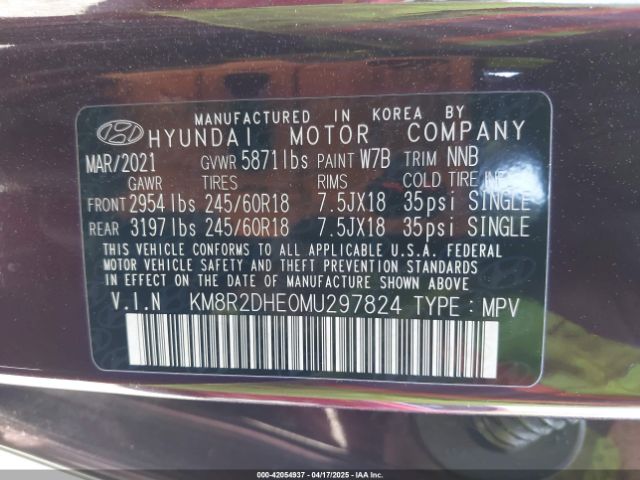 2021 HYUNDAI PALISADE KM8R2DHE0MU297824 Photo 8