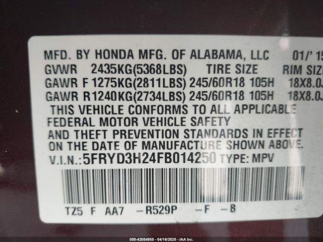 2015 ACURA MDX 5FRYD3H24FB014250 Photo 8