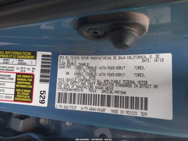 3TMDZ5BN0KM059191 Toyota Tacoma Trd Sport