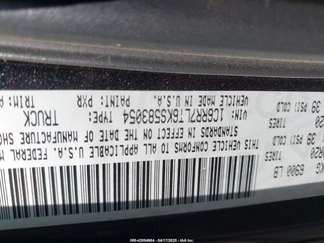 1C6RR7LT6KS583054 RAM 1500 Classic Lone Star Silver  4x4 5'7 Box