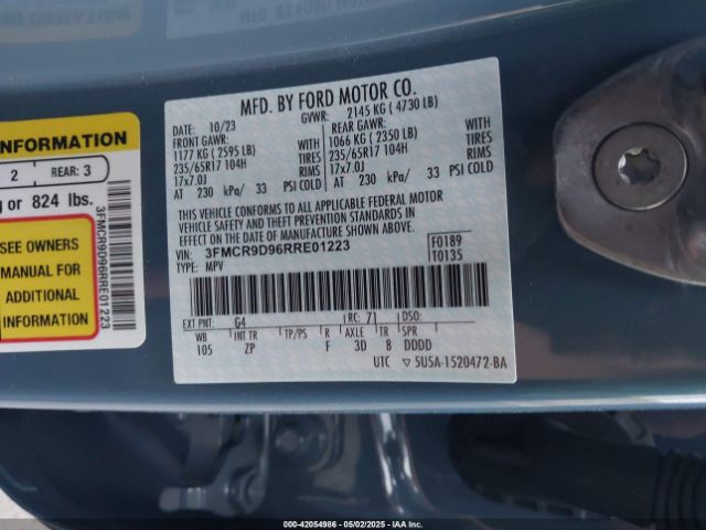 3FMCR9D96RRE01223 Ford Bronco Sport Badlands