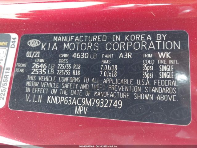 KNDP63AC9M7932749 KIA SPORTAGE S