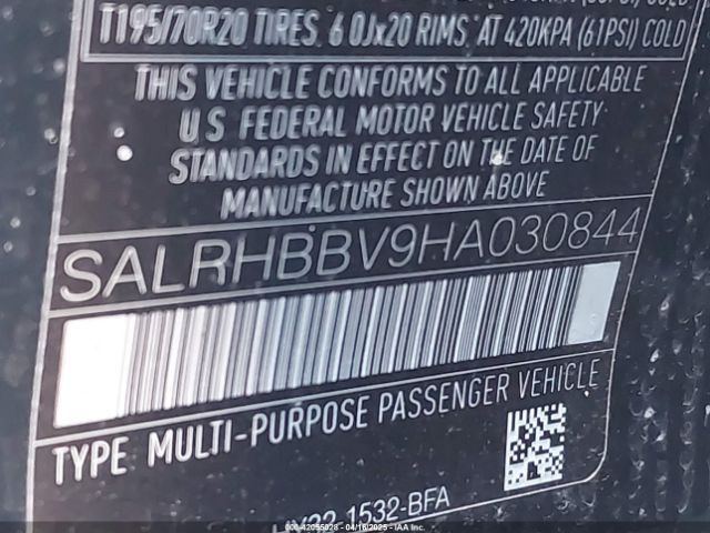 SALRHBBV9HA030844 Land Rover Discovery Hse Luxury