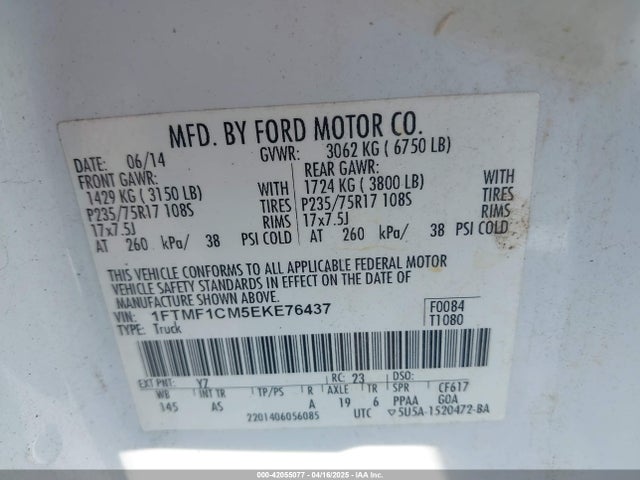 Ford F-150 Xl 2014 1FTMF1CM5EKE76437 Image 9