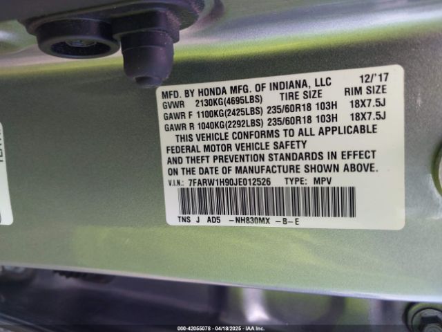 7FARW1H90JE012526 Honda Cr-v Touring