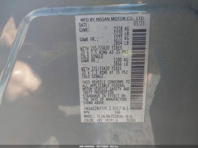 5N1AZ2BJ5PC130761 Nissan Murano Sv Fwd