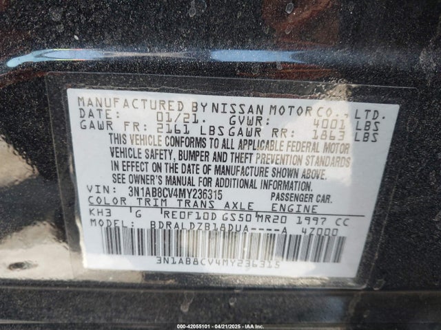 3N1AB8CV4MY236315 Nissan Sentra Sv Xtronic Cvt