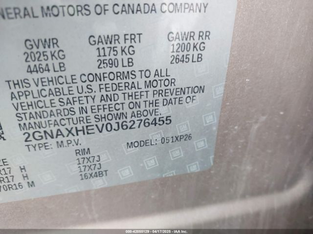 2GNAXHEV0J6276455 Chevrolet EQUINOX LS