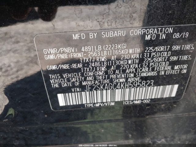 JF2SKAGC4KH595823 Subaru Forester Premium