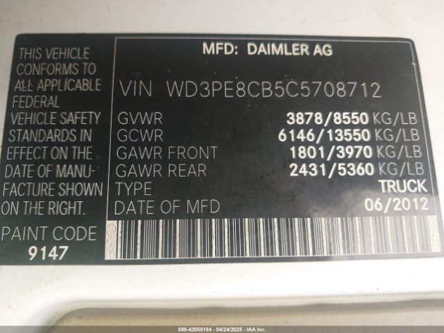 2012 MERCEDES-BENZ SPRINTER 2500 WD3PE8CB5C5708712 Photo 8