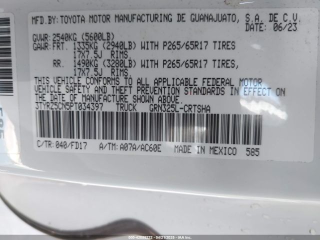 3TYRZ5CN5PT034397 Toyota Tacoma Trd Sport