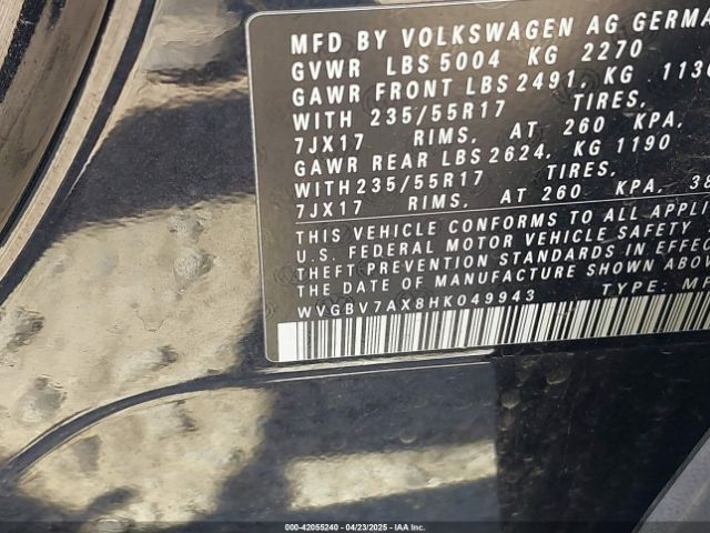 WVGBV7AX8HK049943 Volkswagen Tiguan 2.0t/2.0t S
