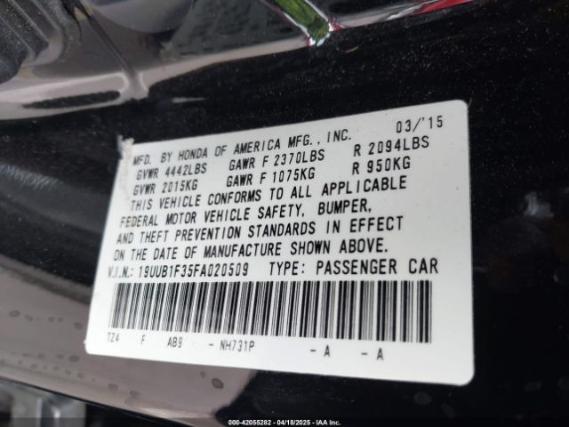 2015 ACURA TLX 19UUB1F35FA020509 Photo 8