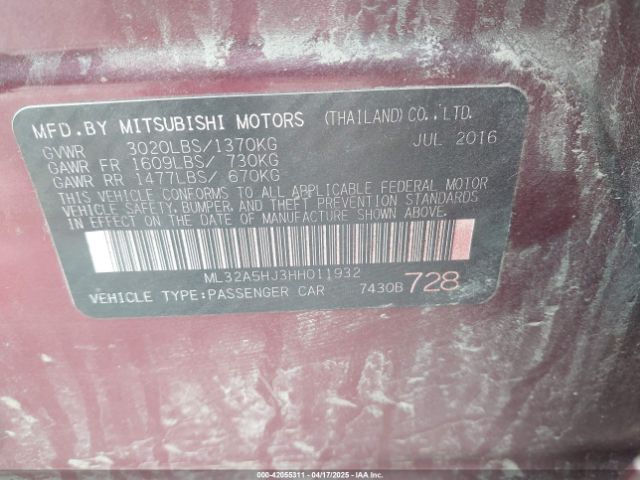 2017 MITSUBISHI MIRAGE ML32A5HJ3HH011932 Photo 8