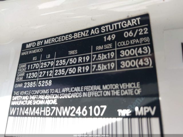 2022 MERCEDES-BENZ GLB 250 W1N4M4HB7NW246107 Photo 8