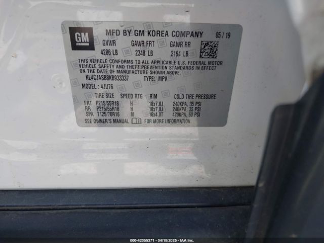 KL4CJASB8KB933337 Buick Encore Fwd Preferred