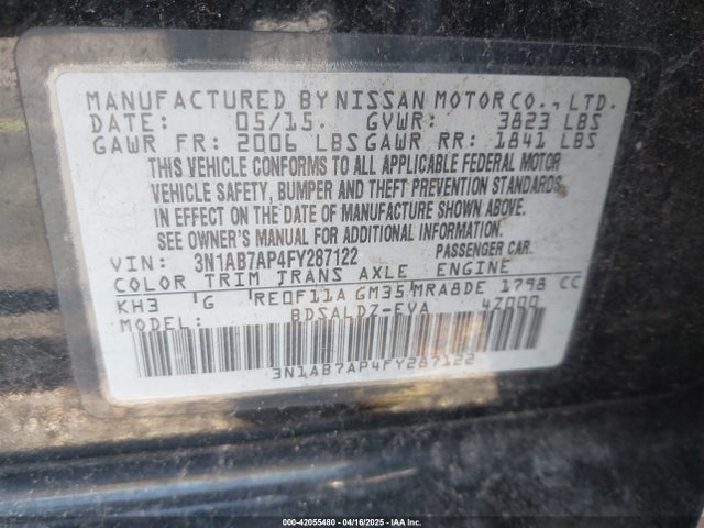 3N1AB7AP4FY287122 Nissan SENTRA SV