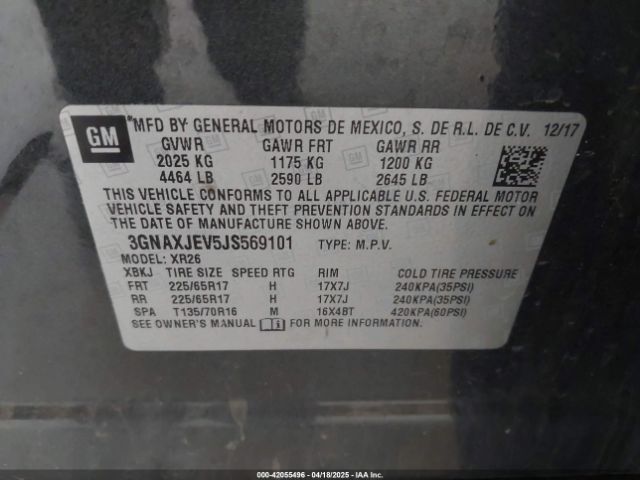 3GNAXJEV5JS569101 Chevrolet EQUINOX LT