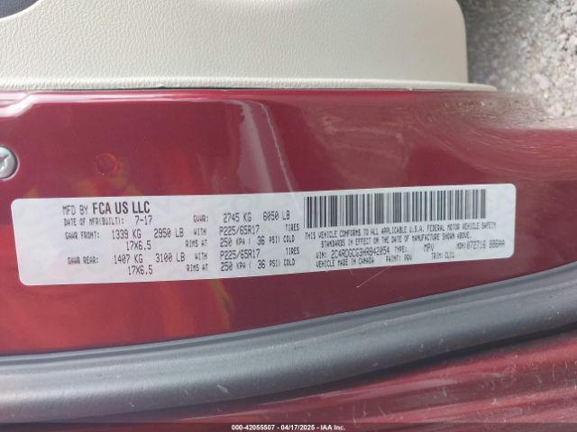 2C4RDGCG3HR842054 Dodge Grand Caravan Sxt