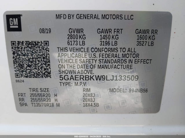 5GAERBKW9LJ133509 Buick Enclave Fwd Essence