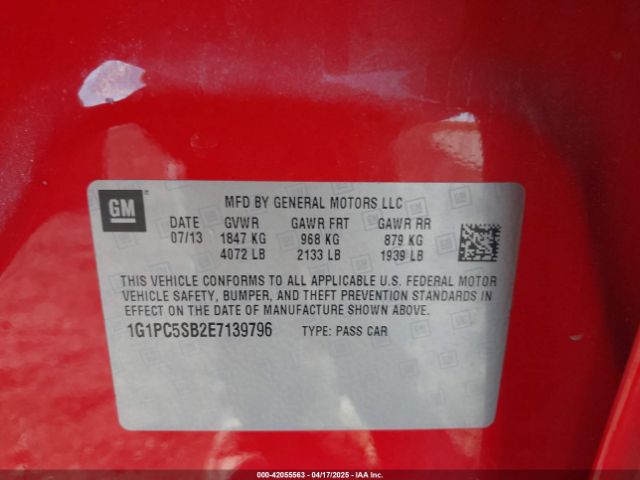 1G1PC5SB2E7139796 Chevrolet Cruze 1lt Auto