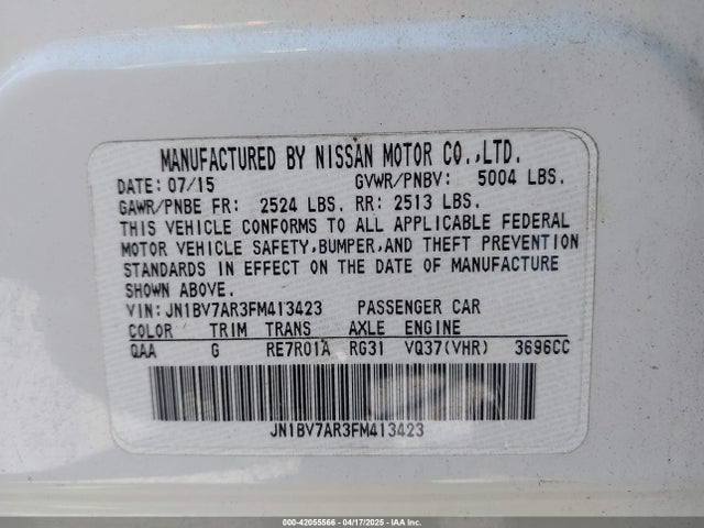 JN1BV7AR3FM413423 Infiniti Q50