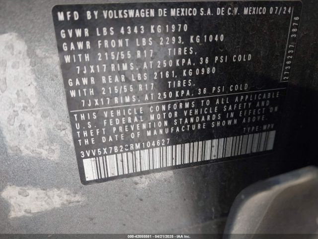 3VV5X7B28RM104627 Volkswagen Taos 1.5t S