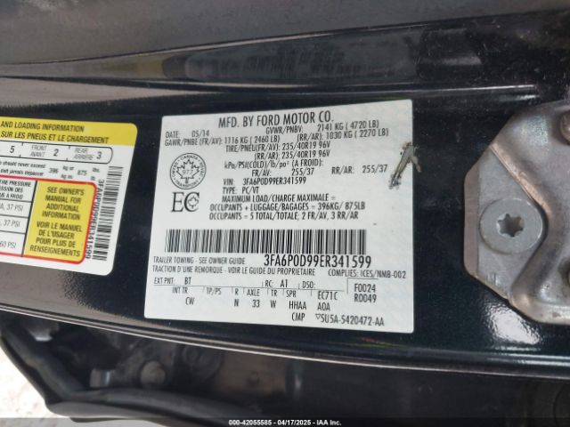 3FA6P0D99ER341599 Ford Fusion Titanium