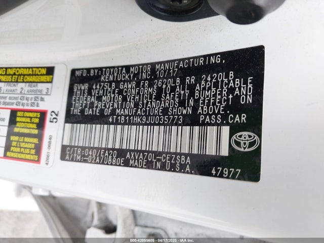 4T1B11HK9JU035773 Toyota a25a-fks