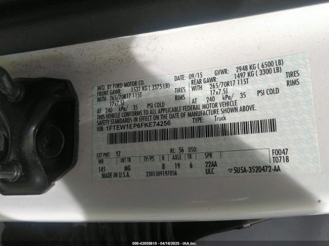1FTEW1EP6FKE74256 Ford F-150 Xlt
