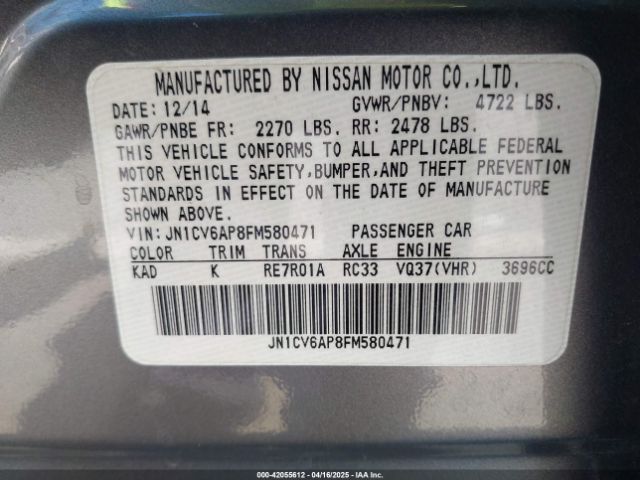 JN1CV6AP8FM580471 Infiniti Q40
