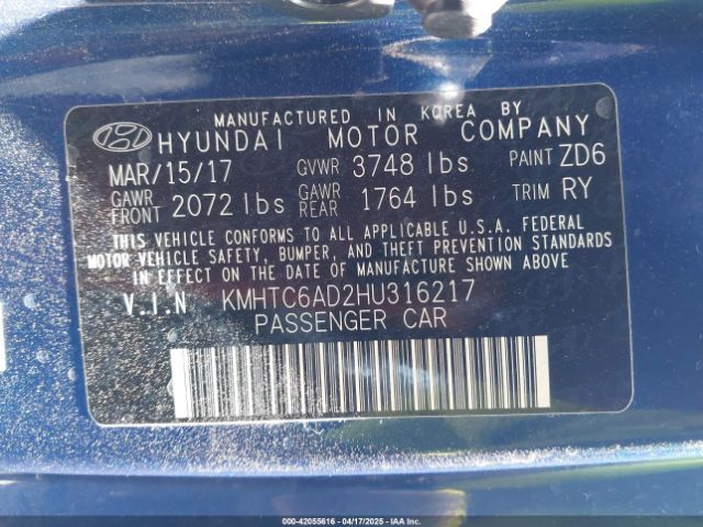 KMHTC6AD2HU316217 Hyundai Veloster Value Edition