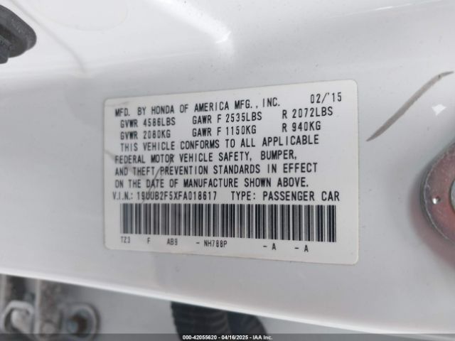 19UUB2F5XFA018617 Acura Tlx V6 Tech