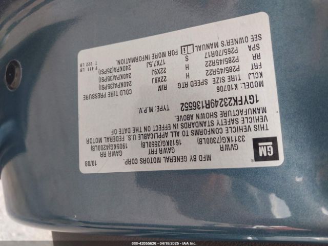 2009 CADILLAC ESCALADE 1GYFK23249R136552 Photo 8