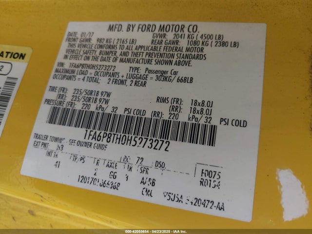 1FA6P8TH0H5273272 Ford Mustang Ecoboost