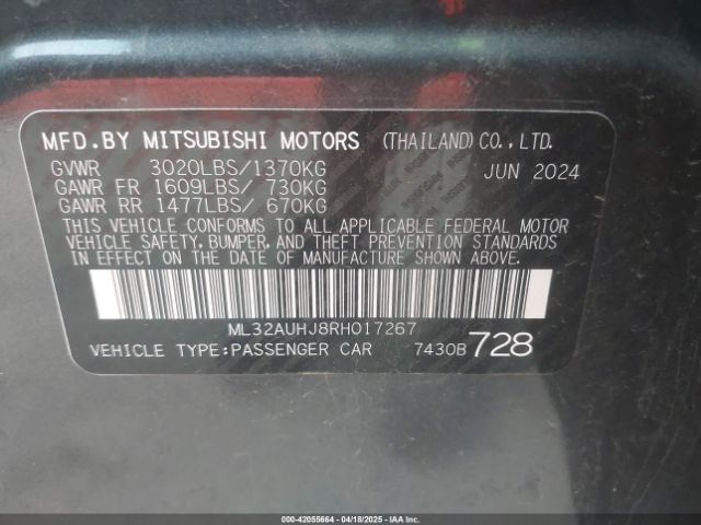 ML32AUHJ8RH017267 Mitsubishi Mirage Es/le
