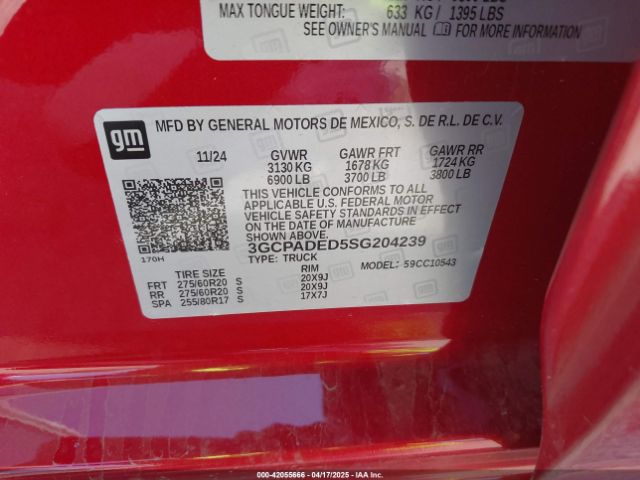 3GCPADED5SG204239 Chevrolet Silverado 1500 2wd  Short Bed Rst