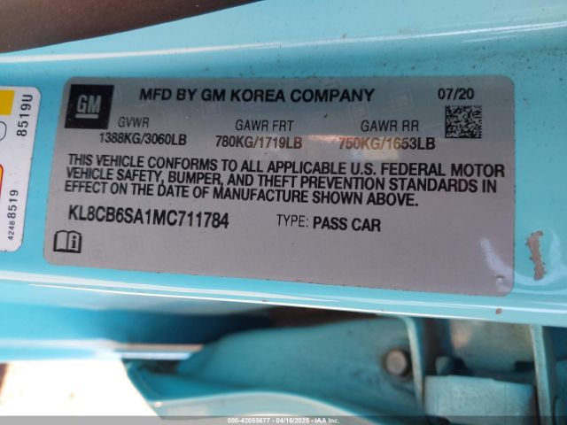 KL8CB6SA1MC711784 Chevrolet Spark Fwd Ls Automatic