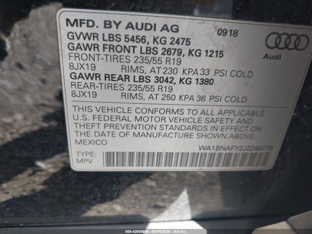 WA1BNAFY2J2248778 Audi Q5 2.0t Premium/2.0t Tech Premium
