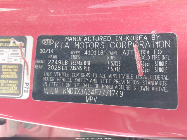 KIA Soul ! 2015 KNDJX3A54F7771749 Image 9