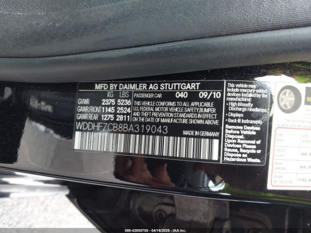 2011 MERCEDES-BENZ E 550 WDDHF7CB8BA319043 Photo 8