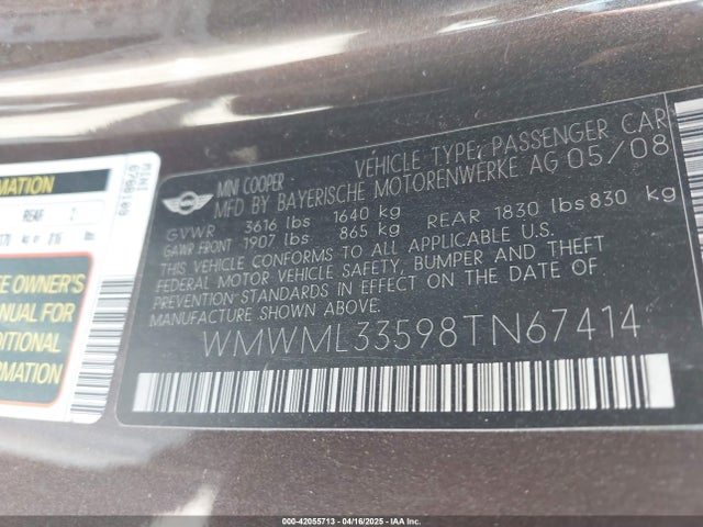 2008 MINI COOPER CLUBMAN WMWML33598TN67414 Photo 8