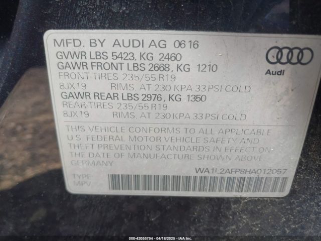 WA1L2AFP8HA012057 Audi Q5 2.0t Premium