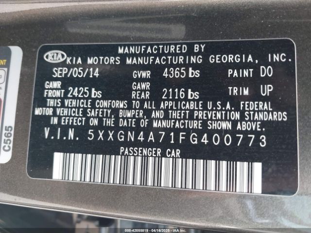 5XXGN4A71FG400773 KIA OPTIMA EX