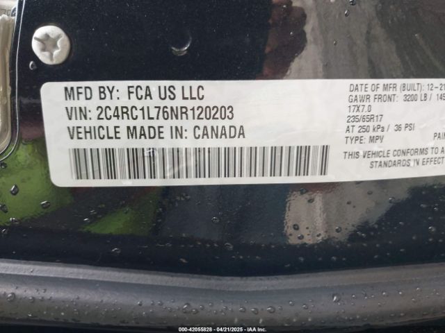 2C4RC1L76NR120203 Chrysler Pacifica Hybrid Touring L
