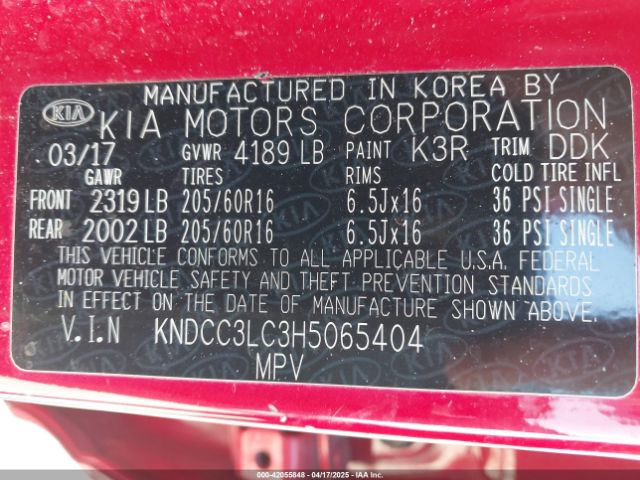 KNDCC3LC3H5065404 KIA NIRO EX