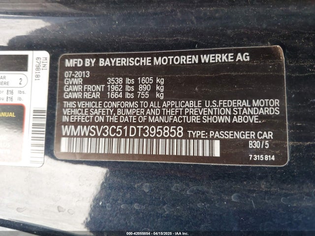 2013 MINI HARDTOP WMWSV3C51DT395858 Photo 8